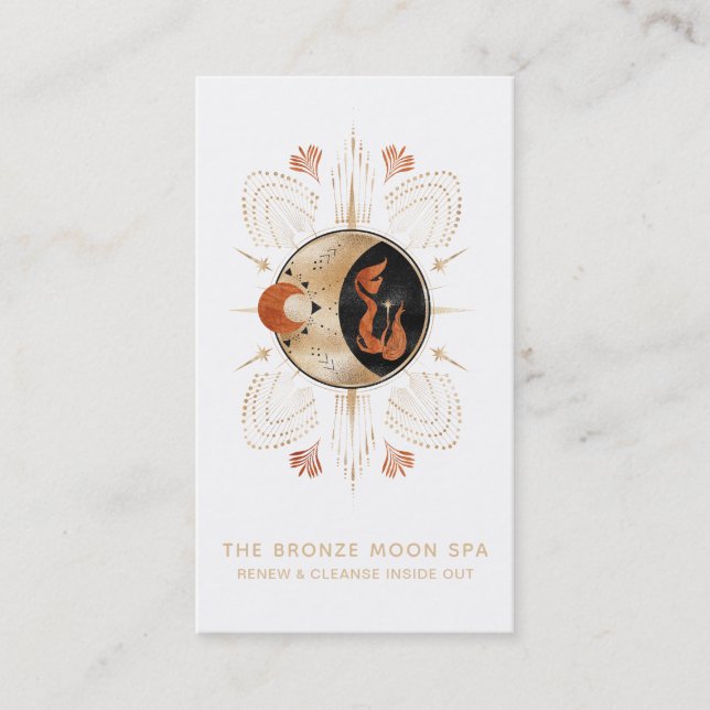 *~*  Spa Gold Foil Mermaid  Bronze Star Moon Business Card (Front)