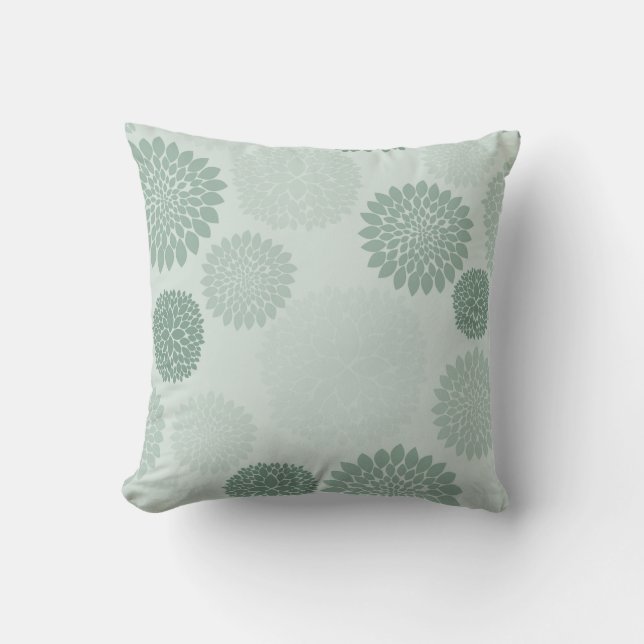 Spa Green Flowers Cushion (Front)