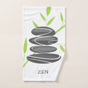 Spa hand towel with stacked pebble stones design