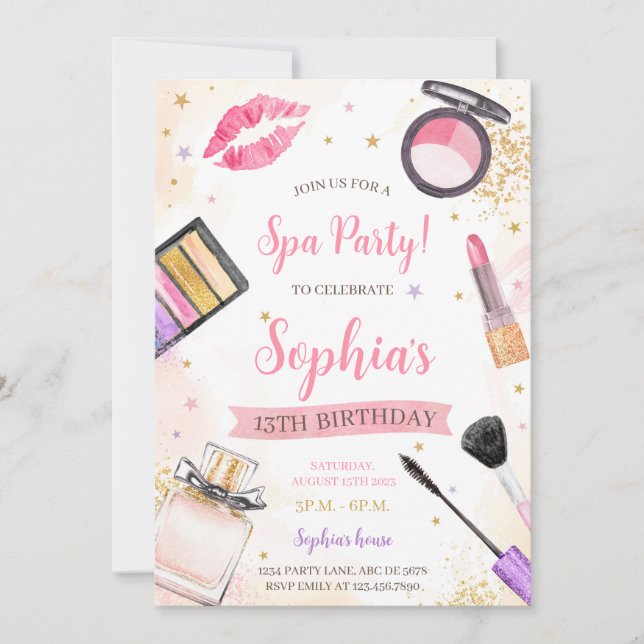 Spa Makeup Birthday Party  Invitation (Front)