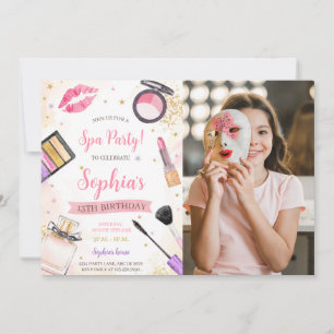 Spa Makeup Birthday Party Photo Invitation