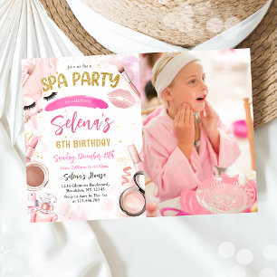 Spa Makeup Birthday Party Pink Glitz & Glam Party  Invitation