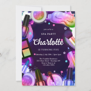 Spa Makeup Party Girl Birthday Invitation