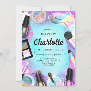 Spa Makeup Party Girl Birthday Invitation