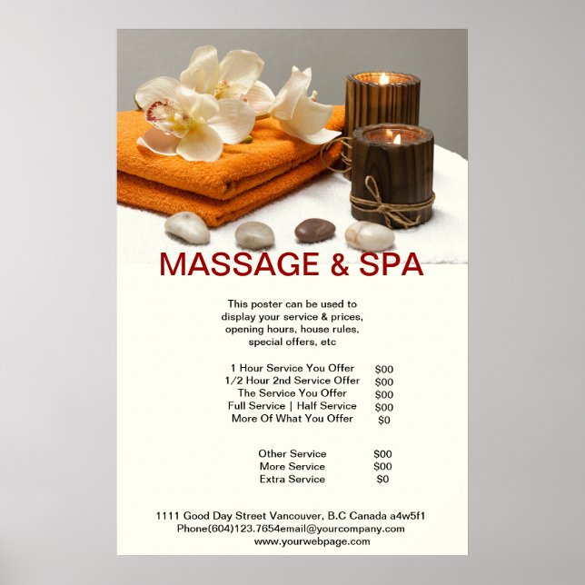 Spa Massage Beauty Salon Candle Poster (Front)