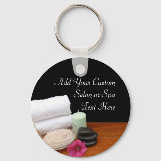 Spa/Massage/Pedicure Salon Scene Black/Colour Key Ring