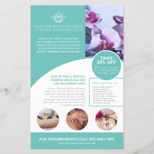 Spa massage wellness centre aqua QR promo flyer