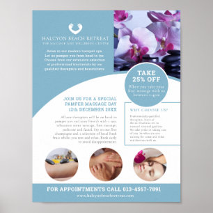 Spa massage wellness centre treatment promo poster