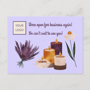 Spa or Yoga Studio Reopening - Candles Lavender  Postcard