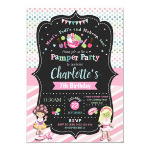 Spa Pamper Party Birthday Invitations Girls