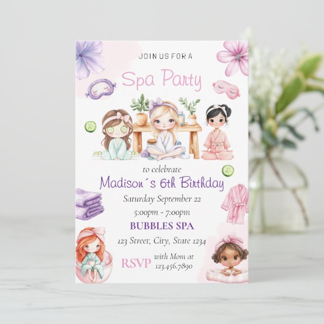 Spa Party Birthday Invitation (Standing Front)