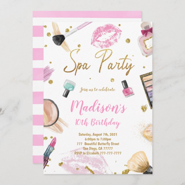 Spa Party Birthday Invitation (Front/Back)