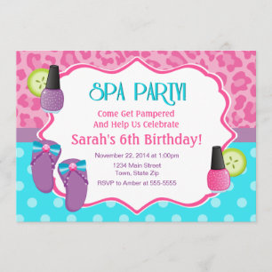 Spa Party Birthday Invitation 5x7 Card