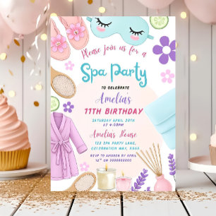 Spa Party Birthday Invitation, Spa Girl Invitation