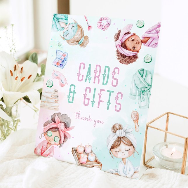 Spa party Cards and gifts Pastel Birthday Pedestal Sign (Creator Uploaded)