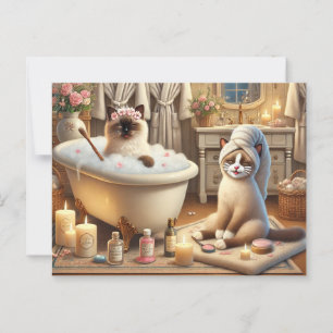 Spa party for Siamese Cat Lovers Postcard