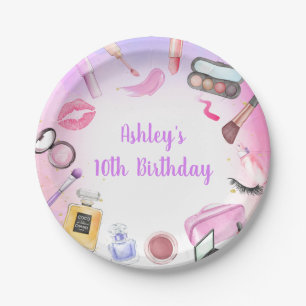 Spa Party Girl Glamour Makeup Birthday Paper Plate