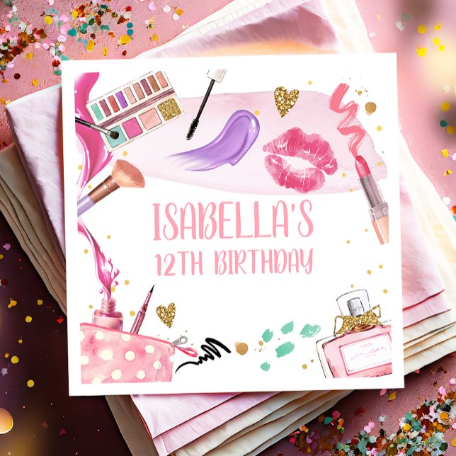 Spa Party Girl Glamour Makeup Birthday Party Napkin (Creator Uploaded)