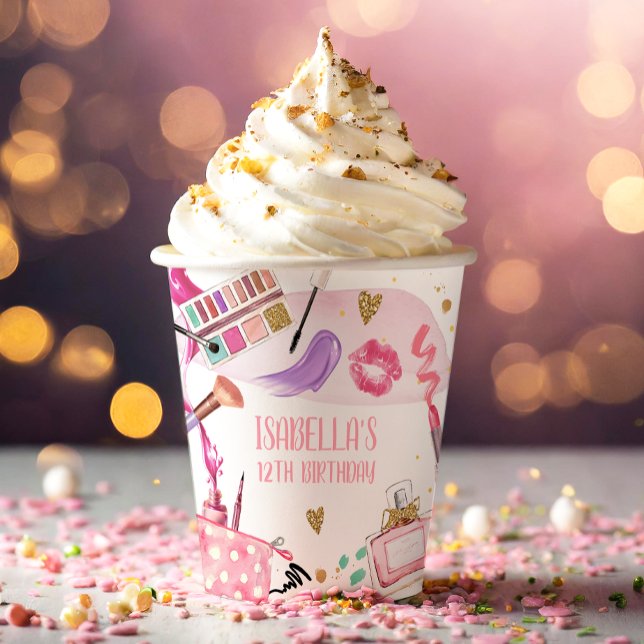 Spa Party Girl Glamour Makeup Birthday Party Paper Cups (Creator Uploaded)
