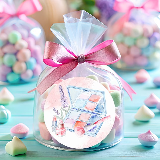 Spa Party Girl Makeup Pastel Classic Round Sticker (Creator Uploaded)