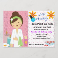Spa Party girls birthday invitation