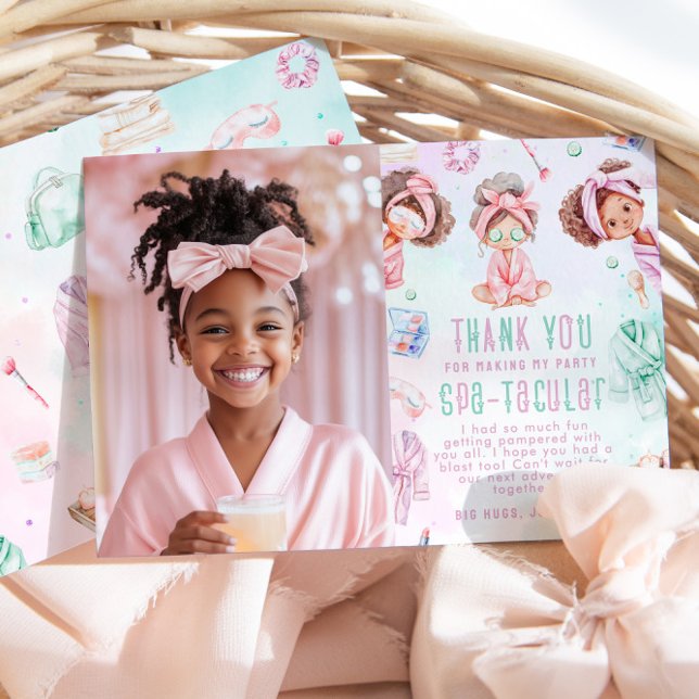 Spa party Glam Birthday Photo Thank you card (Creator Uploaded)