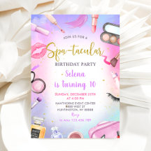 Spa Party Glam Girl Birthday Party Invitation