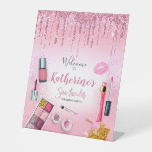 Spa Party Glam Girl Birthday Party Salon Board Pedestal Sign