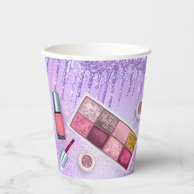 Spa Party Glam Girl Birthday Party Salon Purple Paper Cups (Front)