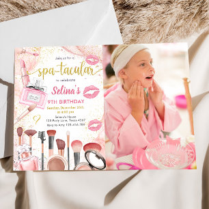 Spa Party Glam Girl Makeup Birthday Party Photo Invitation