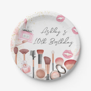 Spa Party Glamour Girl Makeup Birthday Paper Plate