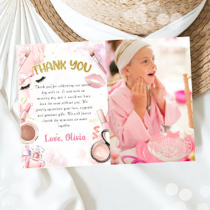 Spa Party Glamour Girl Makeup Birthday Photo Thank You Card