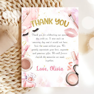 Spa Party Glamour Girl Makeup Birthday Photo Thank You Card