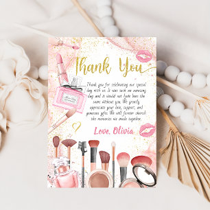 Spa Party Glamour Girl Makeup Birthday Thank You Card