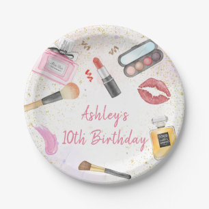Spa Party Glamour Makeup Birthday Paper Plate