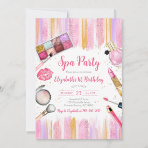 Spa Party Glitz and Glam Birthday Invitation