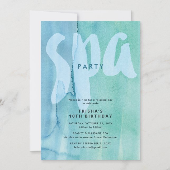 Spa Party Invitation (Front)