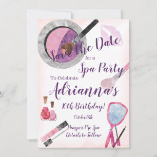 Spa Party Invitation, Editable 10th Birthday Save The Date