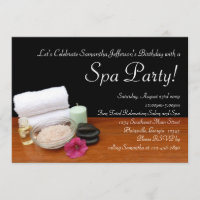 Spa Party Invitations, Salon Scene Black/Colour