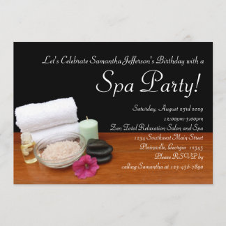 Spa Party Invitations, Salon Scene Black/Colour Invitation