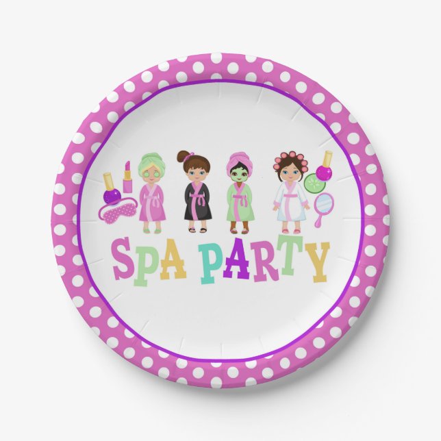 Spa Party Paper Plate - People - WH (Front)