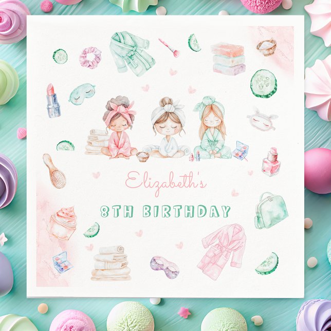 Spa Party Pastel Birthday  Napkin (Creator Uploaded)
