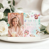 Spa party Pastel Birthday Photo Thank you Card