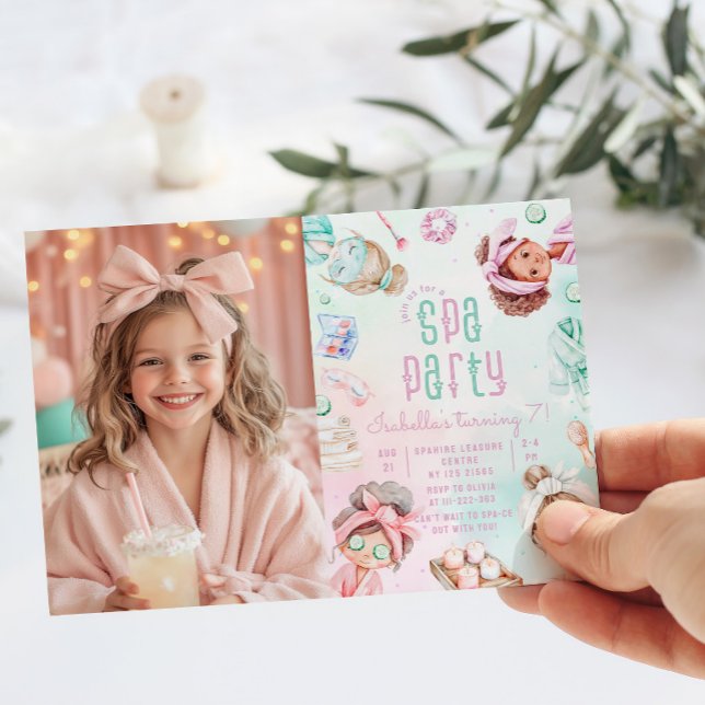 Spa party Pastel Glam Photo Birthday party Invitation (Creator Uploaded)