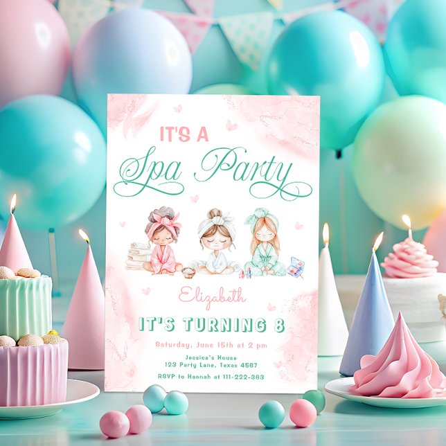 Spa Party Pastel Kids Birthday  Invitation (Creator Uploaded)
