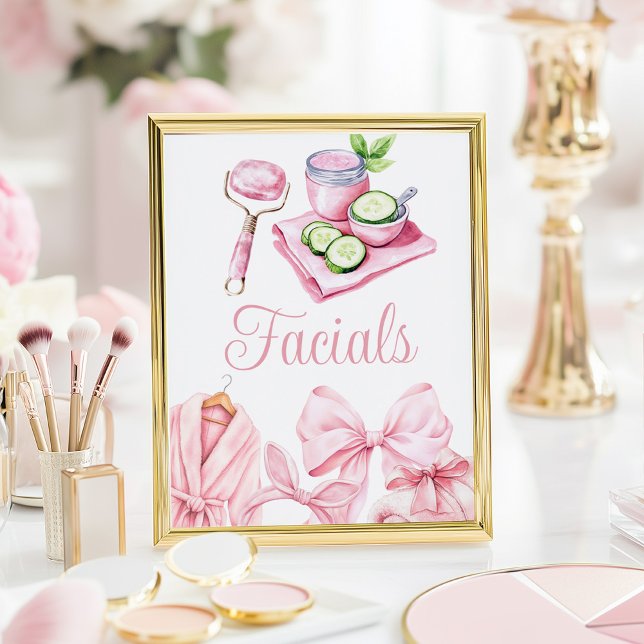 Spa Party Pink Birthday Facial Table Sign (Creator Uploaded)