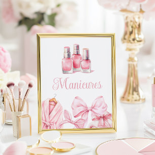 Spa Party Pink Birthday Manicure Table Sign
