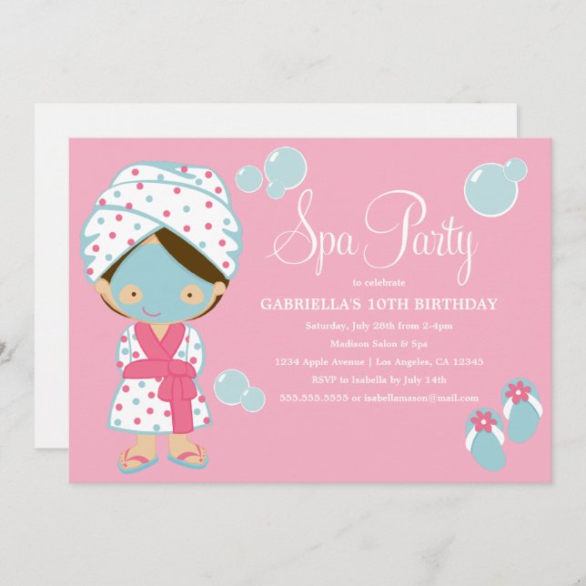 Spa Party | Pink Party Invite (Front/Back)