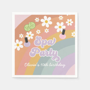 Spa Party Retro Rainbow Birthday Napkin