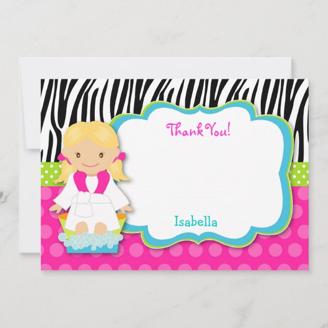 Spa Party Thank you note cards (Front)